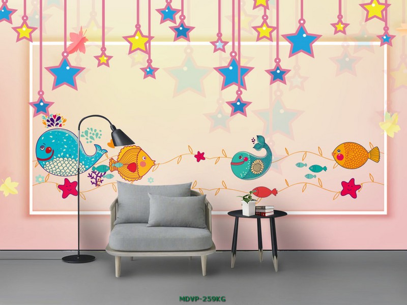 Tranh con vật đáng yêu cho bé - đàn cá và sao MDVP-259KG